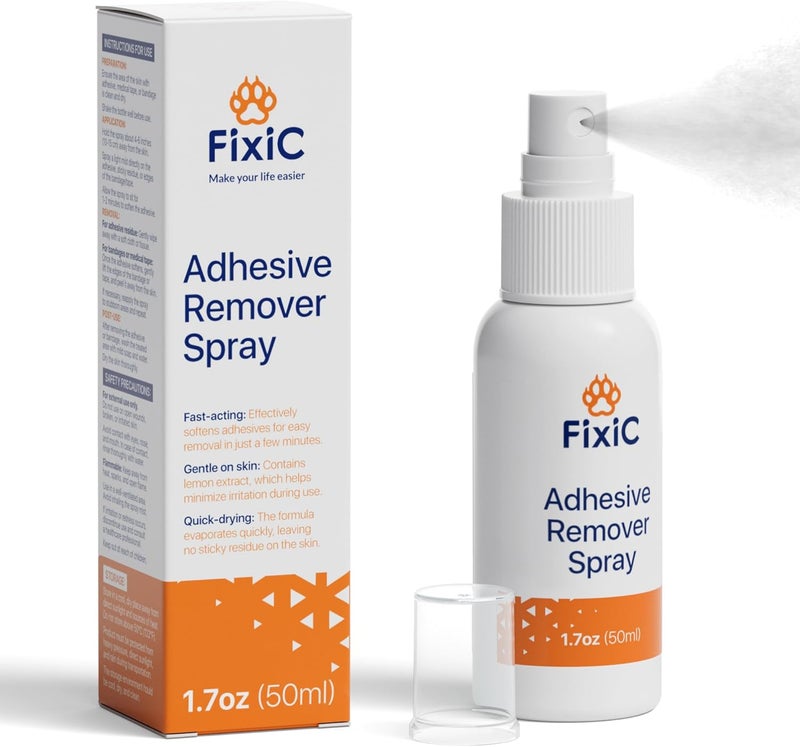Fixic Adhesive Remover Spray - Delicate Formula for Skin, Ostomy Supplies, and Bandages - Alcohol-Free, 1.7 oz (50 ml) - Image 1